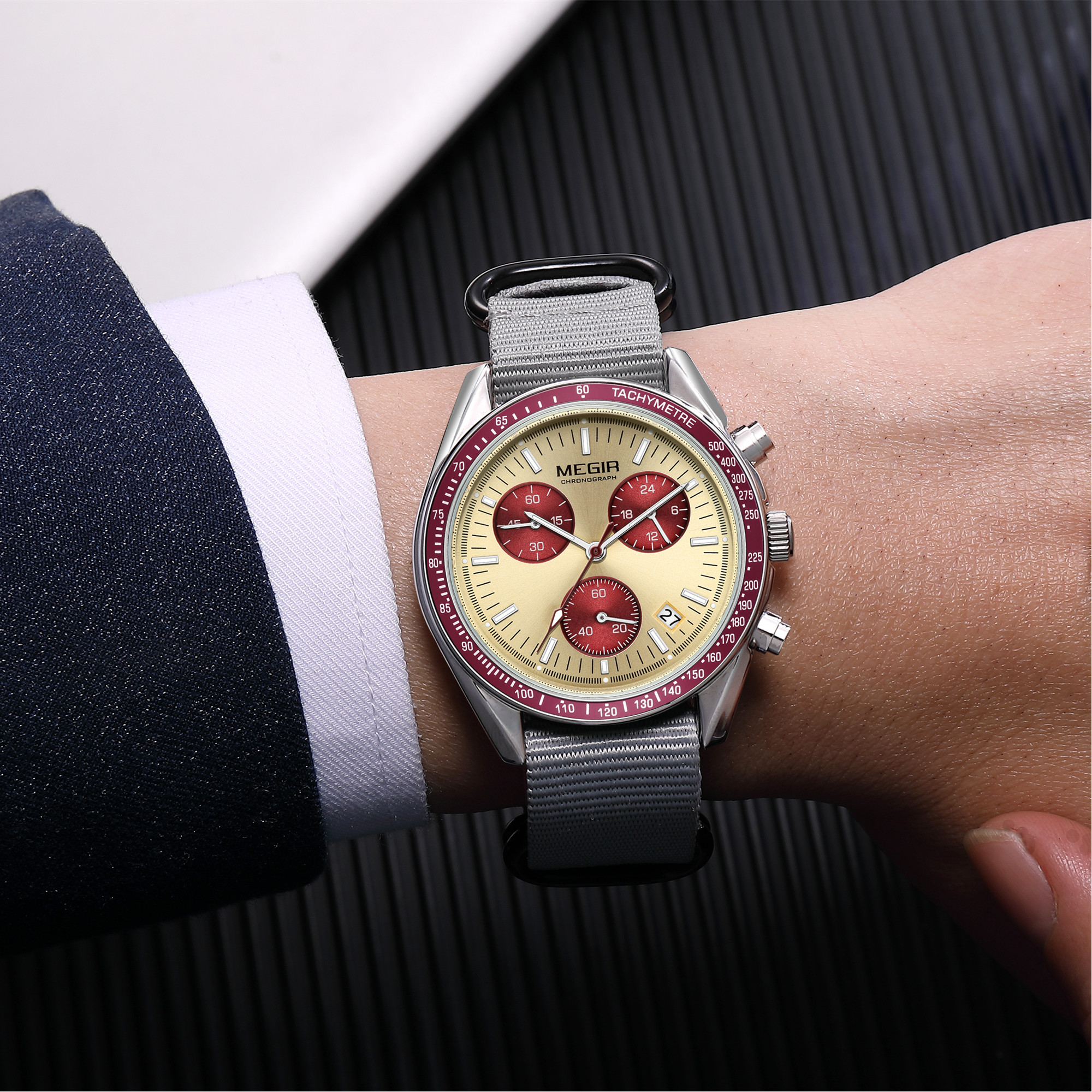 MEGIR Chronograph Canvas Strap – Edge Tape Roll recenzja i cena
